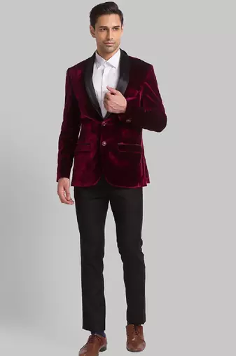 Men velvet single breasted two-piece suit