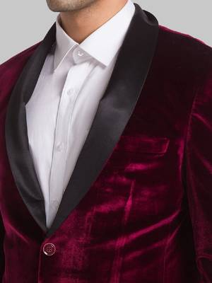 Men velvet single breasted two-piece suit 2