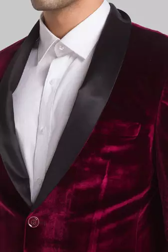 Men velvet single breasted two-piece suit