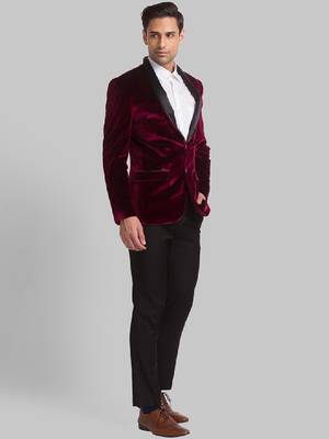 Men velvet single breasted two-piece suit 3