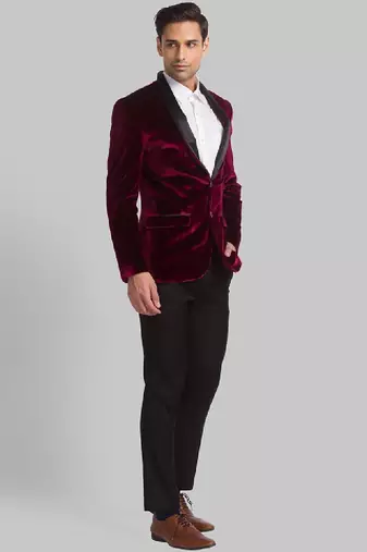 Men velvet single breasted two-piece suit