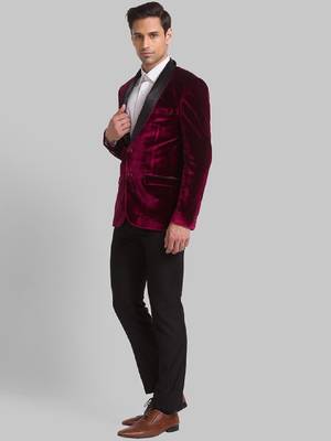 Men velvet single breasted two-piece suit 4