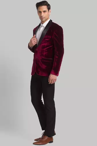 Men velvet single breasted two-piece suit