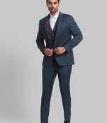 Men self design super slim fit single-breasted three-piece formal suit