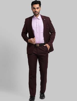 Men self design single breasted two piece formal suit 1