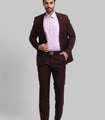 Men self design single breasted two piece formal suit