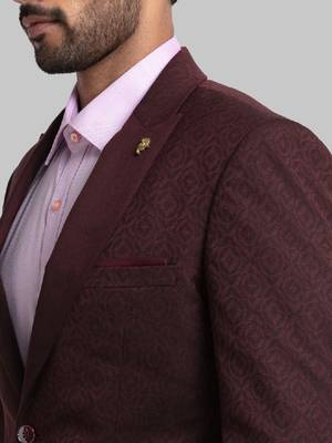 Men self design single breasted two piece formal suit 2