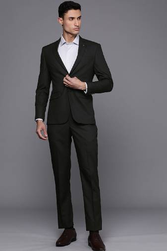 Men checked slim-fit single-breasted two-piece formal suit