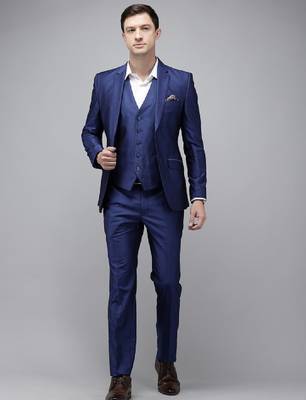 Self design textured single breasted super slim fit 3 piece party suits 1