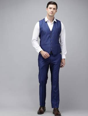 Self design textured single breasted super slim fit 3 piece party suits 2