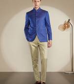 Mandarin collar bandhgala slim-fit two-piece suit
