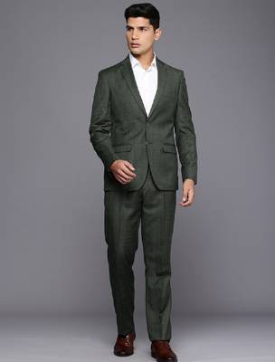 Contemporary fit checked notched lapel single-breasted 2 piece formal suits 1