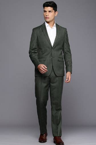 Contemporary fit checked notched lapel single-breasted 2 piece formal suits