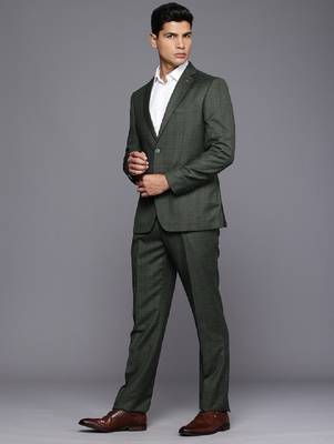 Contemporary fit checked notched lapel single-breasted 2 piece formal suits 4