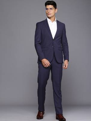 Contemporary fit checked notched lapel single-breasted 2 piece formal suits 1