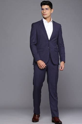 Contemporary fit checked notched lapel single-breasted 2 piece formal suits
