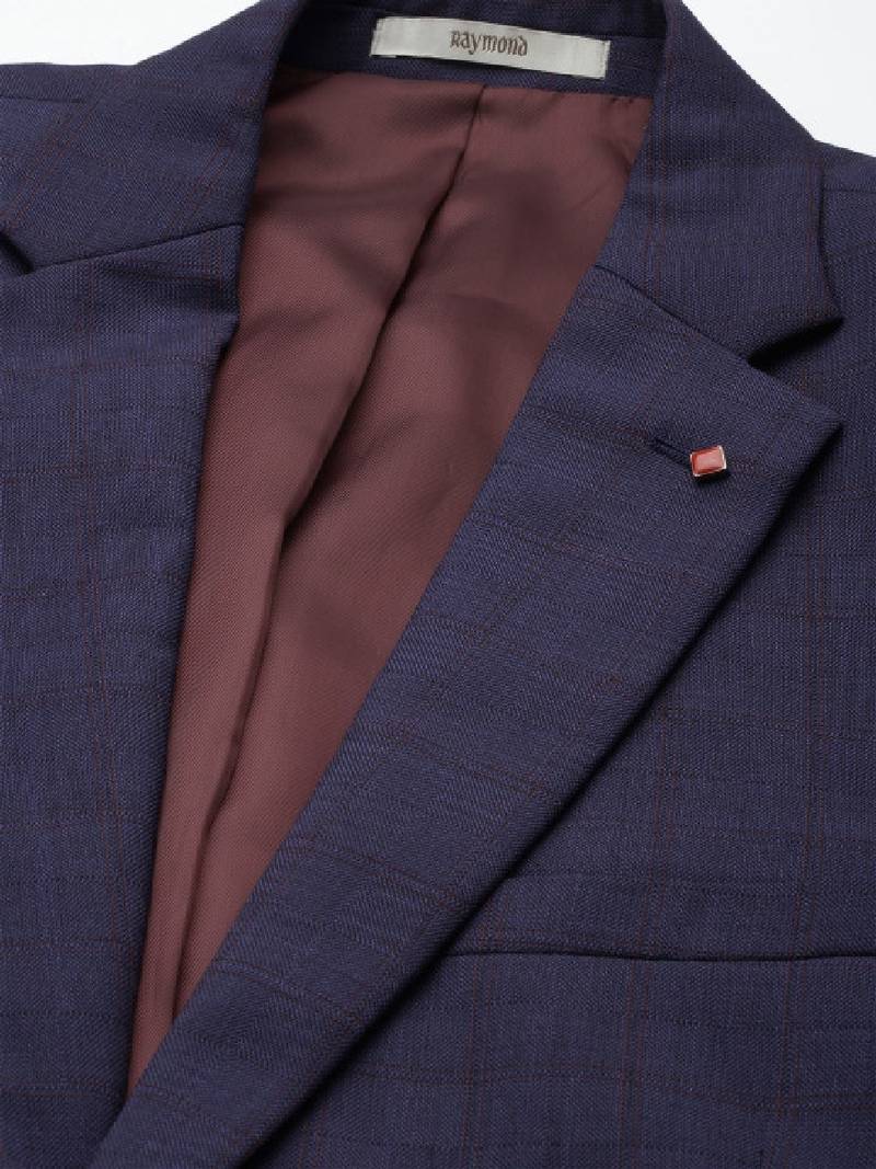 Contemporary fit checked notched lapel single-breasted 2 piece formal suits