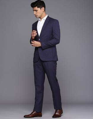 Contemporary fit checked notched lapel single-breasted 2 piece formal suits 4