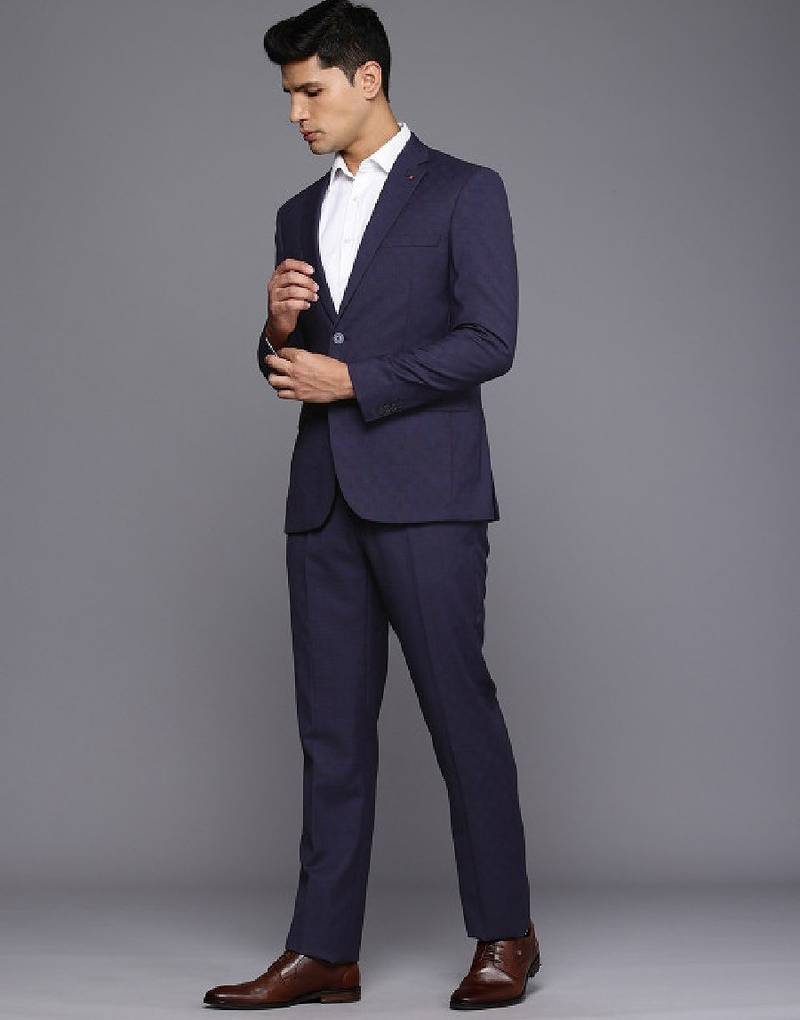 Contemporary fit checked notched lapel single-breasted 2 piece formal suits