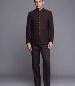 Men contemporary fit self design jodhpuri 2-piece formal suit