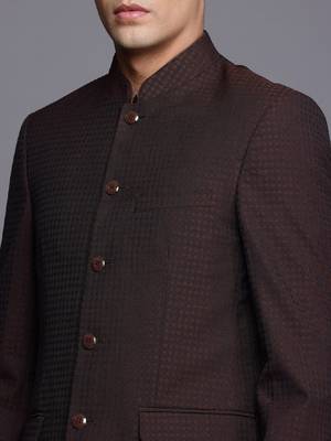Men contemporary fit self design jodhpuri 2-piece formal suit 2
