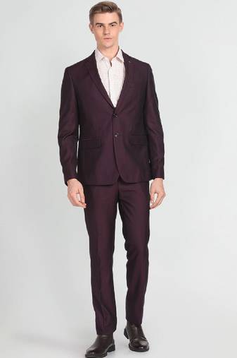 Self design textured single-breasted two-piece formal suit