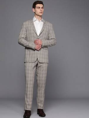 Men checked slim fit formal suits 1