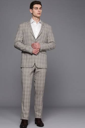 Men checked slim fit formal suits