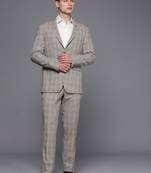 Men checked slim fit formal suits
