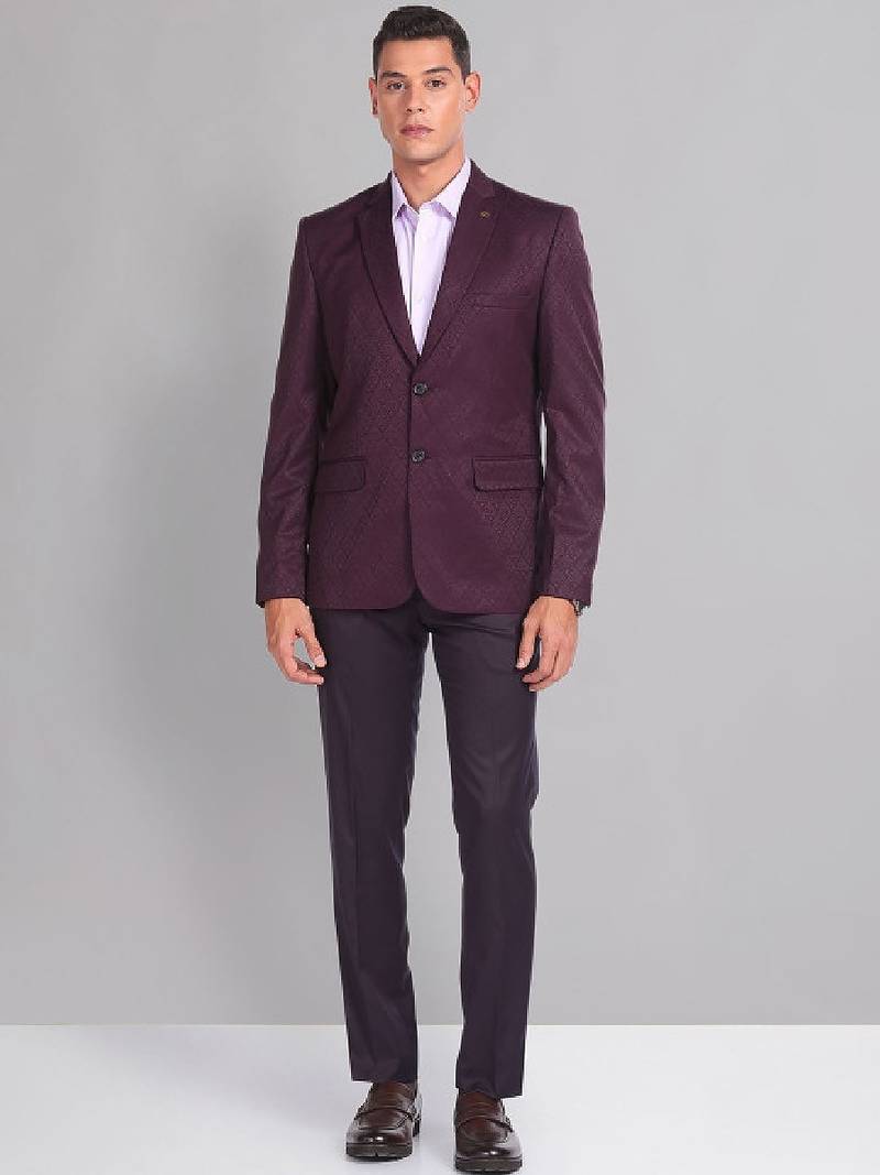 Tailored fit self design jacquard single-breasted 2 piece formal suit