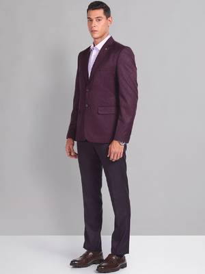 Tailored fit self design jacquard single-breasted 2 piece formal suit 3