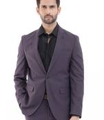Men purple plain full sleeve lapel neck tailored fit suits
