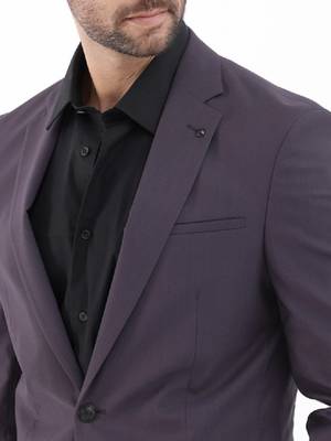 Men purple plain full sleeve lapel neck tailored fit suits 2