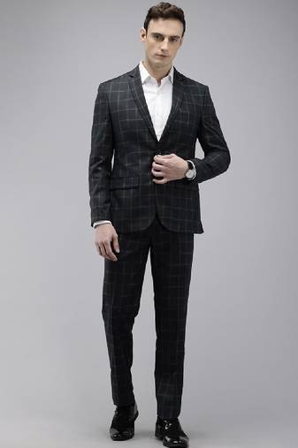 Checked notched lapel single-breasted formal 2 piece suits