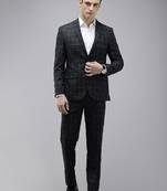 Checked notched lapel single-breasted formal 2 piece suits