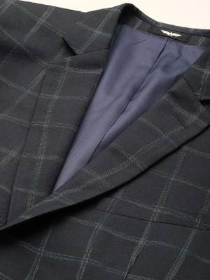 Checked notched lapel single-breasted formal 2 piece suits 2
