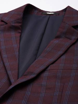 Checked super slim fit notched lapel collar 2 piece formal suit 2