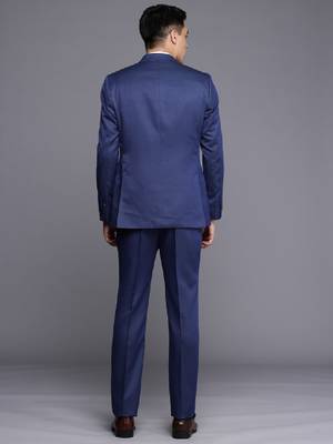 Contemporary fit self design textured single-breasted three-piece formal suit 3