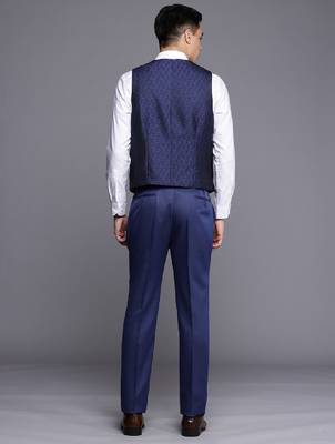 Contemporary fit self design textured single-breasted three-piece formal suit 4
