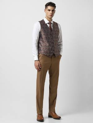 Men slim-fit single-breasted three-piece formal suit 3