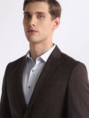 Check single-breasted blazer & trouser two-piece formal suit 2