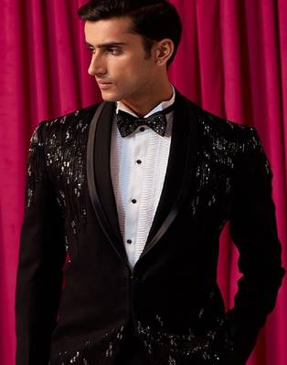Men regular fit 5-pcs embellished blazer and trousers 2