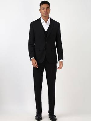 Men slim-fit single-breasted three-piece formal suit 1
