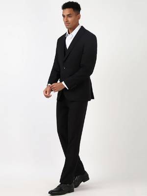 Men slim-fit single-breasted three-piece formal suit 3