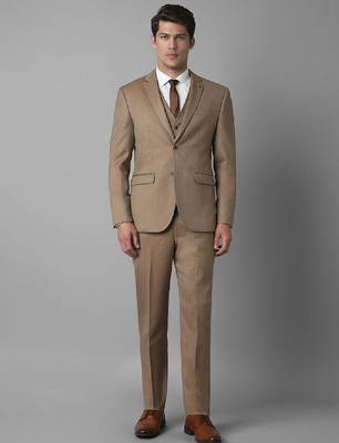 Men checked slim-fit single-breasted three-piece formal suit 1