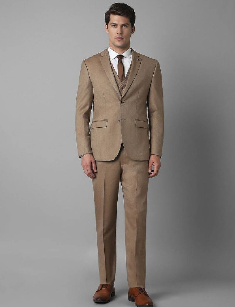 Men checked slim-fit single-breasted three-piece formal suit