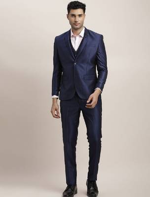 Men notched lapel long sleeves single-breasted three-piece party suit 1