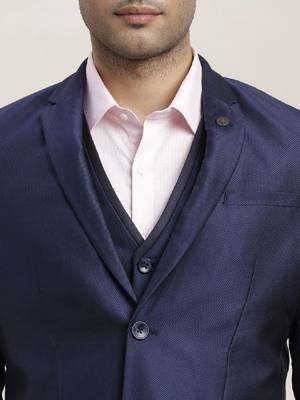 Men notched lapel long sleeves single-breasted three-piece party suit 2