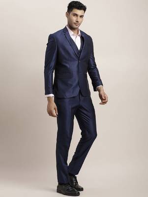 Men notched lapel long sleeves single-breasted three-piece party suit 4