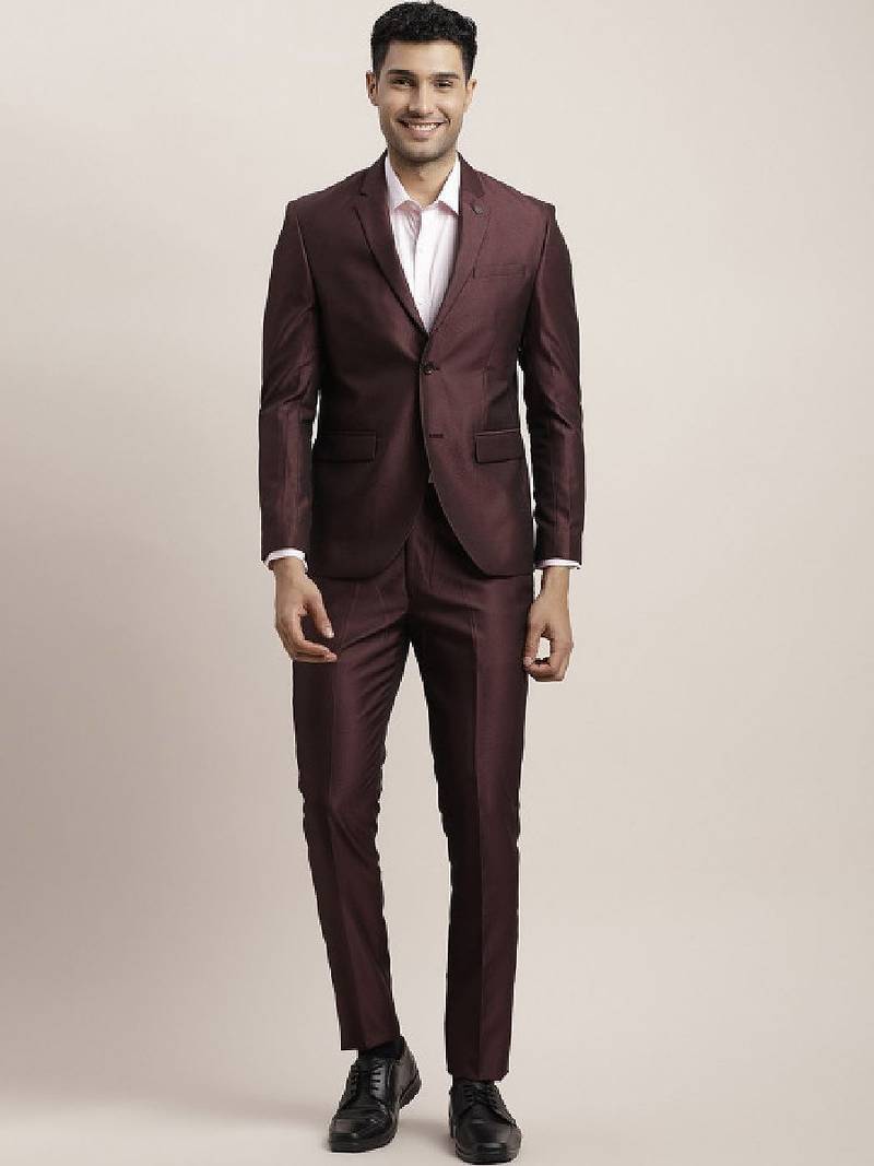 Men pure cotton single breasted two piece formal suit